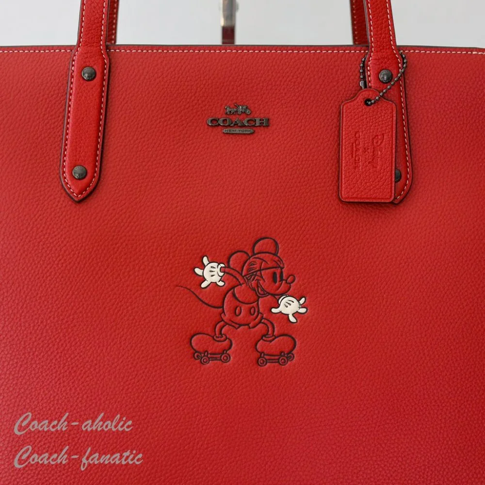 NWT 89975 Disney X Coach Central Tote With Zip With Mickey Mouse Motif in Red - Picture 7 of 12